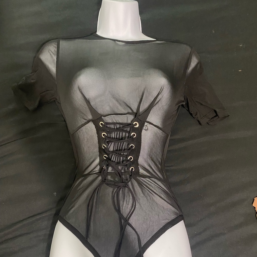 Sexy black mesh bodysuit